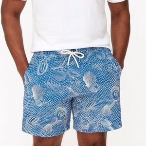 J Crew nautical cotton dock shorts with shell print, size medium